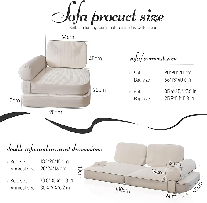Daneey Foldable Floor Sofa Bed Lazy Floor Sofa Folding Floor Sofa Bed Chair Floor Mattress for Adults Soft Sofa Bed Floor Sofa Chair Wall Support with Washable Soft Cover