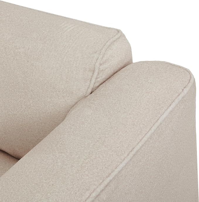 Luxury Living Room Double-Needle Cut Velvet Sofa 4-Seater with Pure Sponge Seat Cushions A Detachable Footstool and 3 Throw Pillows L Shaped Polyester Sofa for Living Rooms (Beige-EK99)