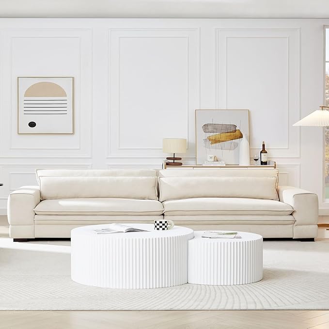 KEVINSPACE 104.72 Sofa Couch Mid Century Modern Sofa 3 Seater Sofa for Living Room Deep Seat Sofas Furniture Comfy Couches with 2 Pillows Comfy Cushion for Bedroom Apartment Office Beige