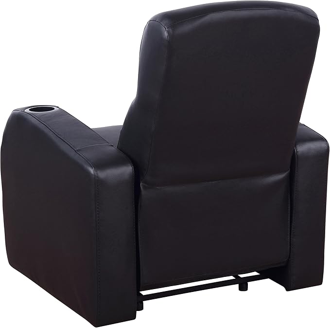 Coaster Home Furnishings - Cyrus - Upholstered Track Arm Recliner Chair with High Back Cushions Wall Hugger Mechanism and Pocket Coil Seat - Living Room - 33-Inch - Black - 600001