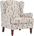 Chifee &amp Vingol Wingback Chair High Back Armchair Upholstered Living Room Chairs Comfy Single Sofa ChairBrown