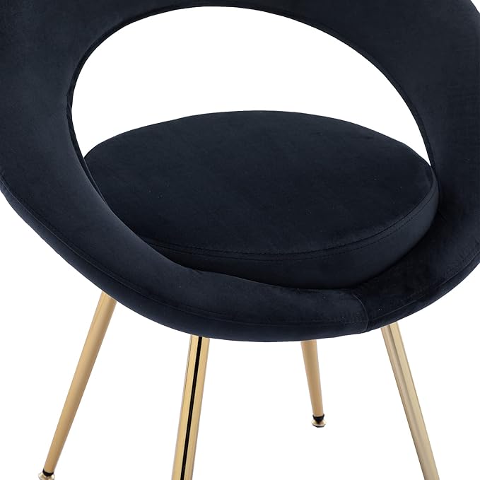 Generic Black Velvet Modern AccentConversation Lounge Chair with Gold Plated Legs Unique AppearanceSuitable for Office Lounge Living RoomSet of 2