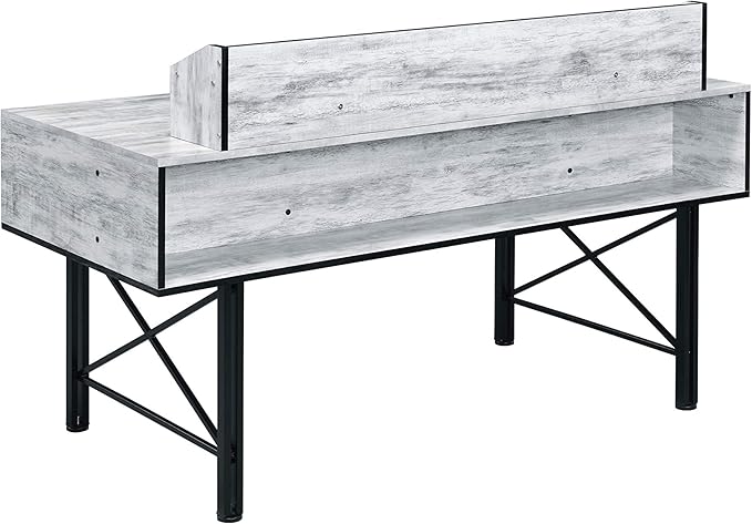 Antique White and Black 5-Drawer Computer Desk - Office Storage &amp Home Decor