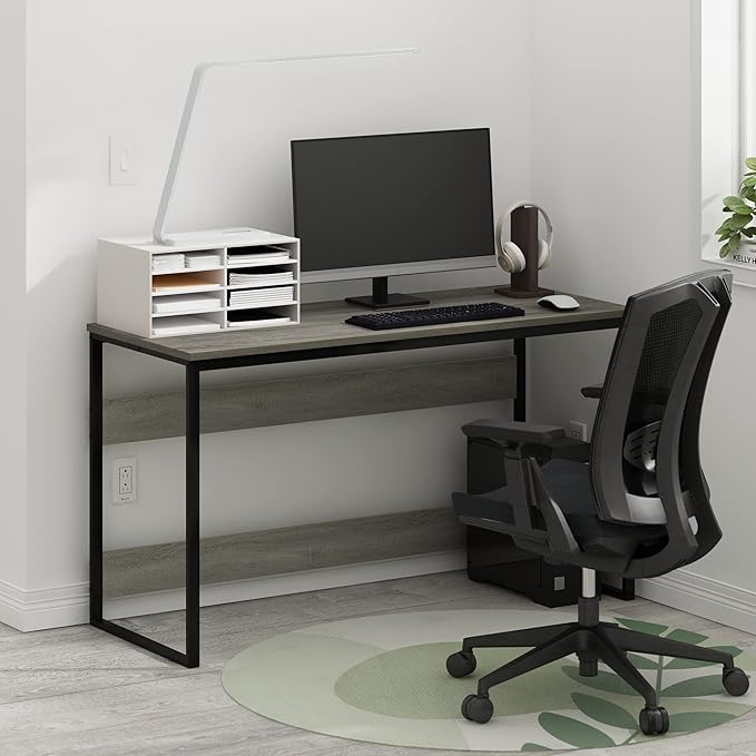 Furinno Moretti Modern Lifestyle Enhanced Study Desk 52 Inch 52-Inch French Oak Grey