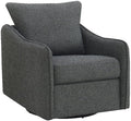 Pemberly Row Fabric Upholstered Swivel Glider Chair Charcoal Gray Bouclé 36 H x 31 W x 33.5 D Foam Seat and Back Cushions Contemporary Accent Chair for Living Room