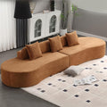 130.5 Curved Sectional Sofa for Living Room Modern Boneless Cloud Couch 4-Seater Brown Sectional Couch with 3 Pillows for Apartment Bedroom Office