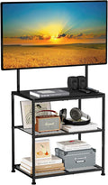 23 Inch to 50 Inch Floor Small Corner TV Stand with Storage Shelves for Living Room Bedroom Universal Floor Television Stands with Mount Farmhouse Black TV Table Desk Shelf for Small Spaces