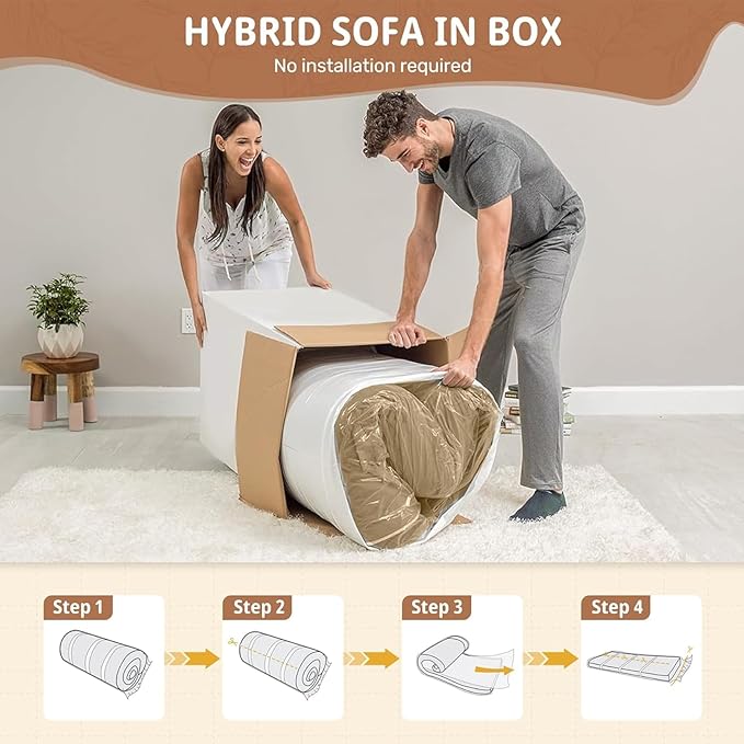 Cloud Loveseat Sofa 71 Boneless Couch with Deep Seat No Assembly Required Comfy Corduroy Small Sofa for Living Room Bedroom Apartment (Camel)