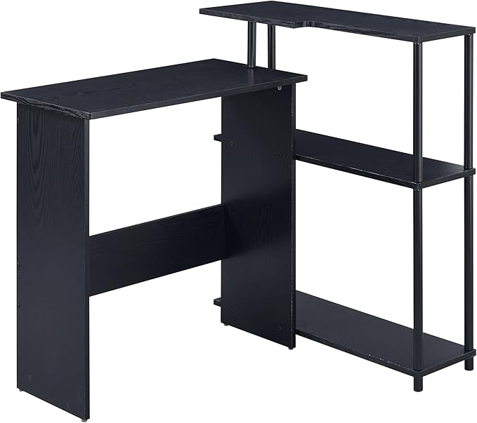 Black Office Desk with Bookshelf