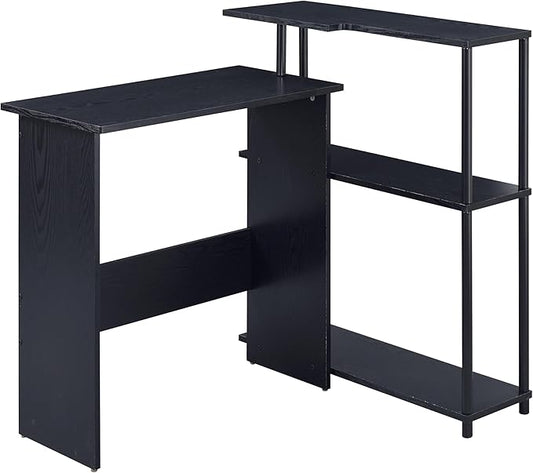 Black Office Desk with Bookshelf