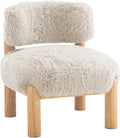HOMES: Inside + out Ivo Modern Accent Chair with Furry Upholstery and Round Legs Comfy Sofa for Corner Living Room Bedroom Reception Room Taupe