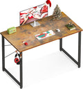 Casaottima 39.5 Inch Small Computer Desk for Home Office Study Writing Table for Small Spaces Simple Modern Desk with Headphone Hooks Vintage