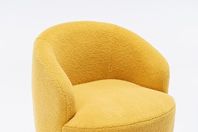 Swivel Barrel Accent Chair Modern Teddy Upholstered 360° Swivel Chair Leisure Chair Single Sofa for Adults Teens for Living Room Hotel Bedroom Office Coffee Shop (Yellow + Upholstered + Foam)