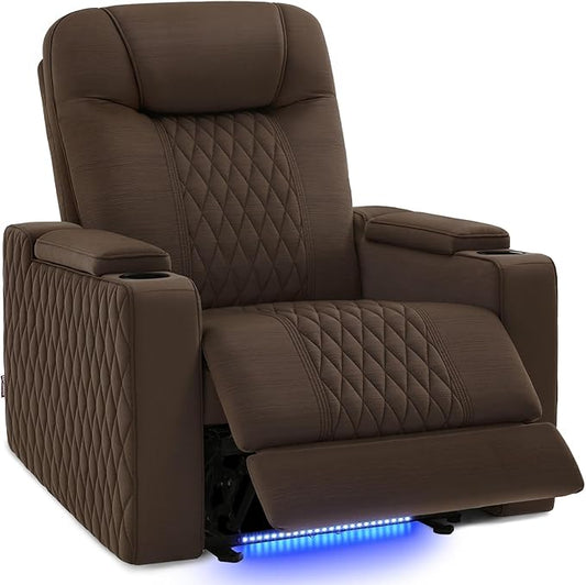 MCombo Zero Gravity Oversized Power Recliner Chair for Adults with Power Headrest &amp LED Light Fabric Recliner Chair for Living Room &amp Home Theater USB &amp Type C Port Armrest Storage HTS4