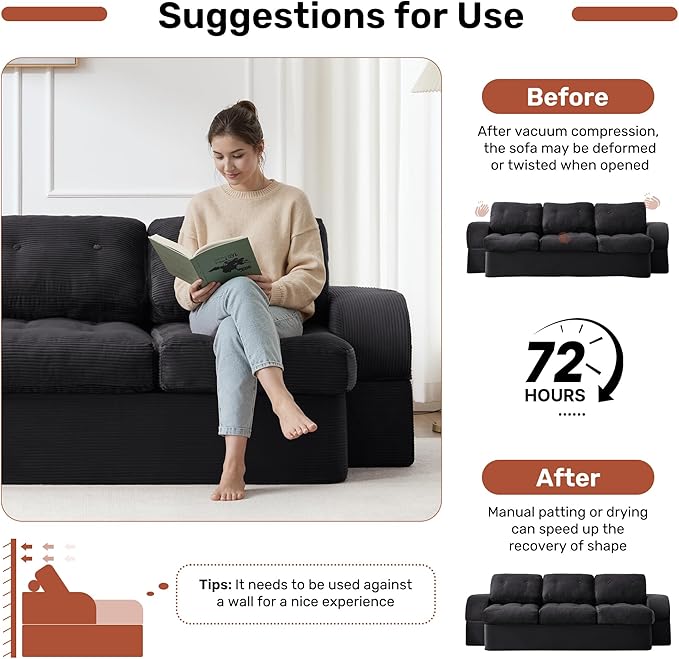 Convertible Sofa Bed3-Seater Boneless Couches for Living Room 2 in 1 Folding CouchFold Out Floor Couch with PillowsCloud Floor LoveseatFloor Futon Sleeper for Living Room Bedroom LoungeBlack