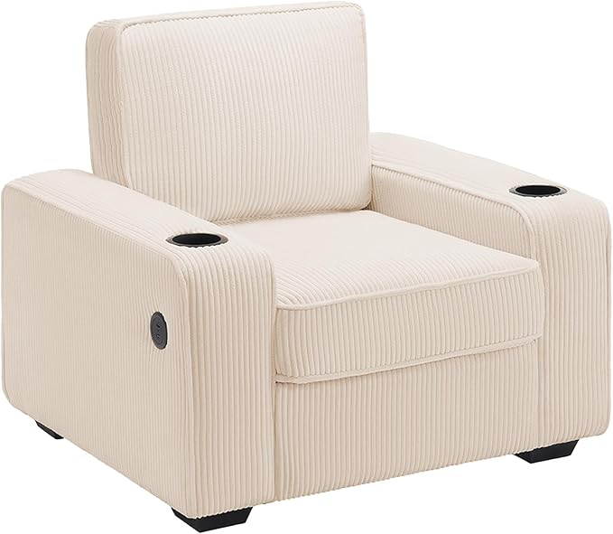 VanAcc Sofa Comfy Couch- Deep Seat Sofa Modern Couch with Cup Holders &amp USB Charging Ports Sofa Chair for Living Room(Beige Corduroy)