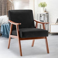 Fefances Mid-Century Modern Accent Chair - Solid Wood Frame Ultra-Thick Backrest Wingback Design Perfect for Bedroom &amp Indoor Lounge AreaBlack