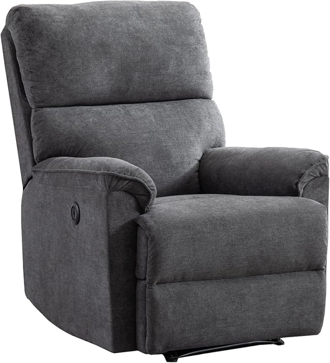 EBELLO Power Recliner Chair Electric Recliner Breathable Fabric Single Overstuffed Recliner Sofa Chair with USB Charge Port for Elderly Living Room Bedroom Gray Power Gray