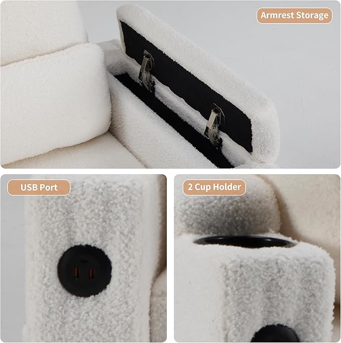 104.7 U-Shaped Sectional Sofa Couch Pull-Out Sleeper Sofa Bed with Storage Chaise Double Cup Holders Dual USB Charging Ports Couches for Living Room Apartment