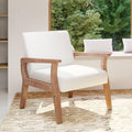 HNY Mid Century Modern Accent Chairs with Wood Frames Linen Upholstered Living Room Arm Chairs for Living Room Bedroom