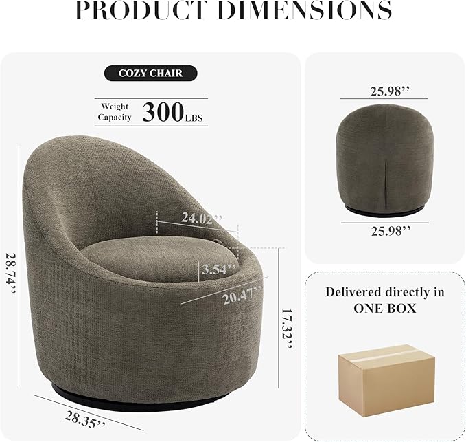 COLAMY Swivel Accent Chair Set of 2 360° Swivel Round Chair with Hidden Storage Modern Small Barrel Armchair for Living Room/Bedroom Green Textile Material