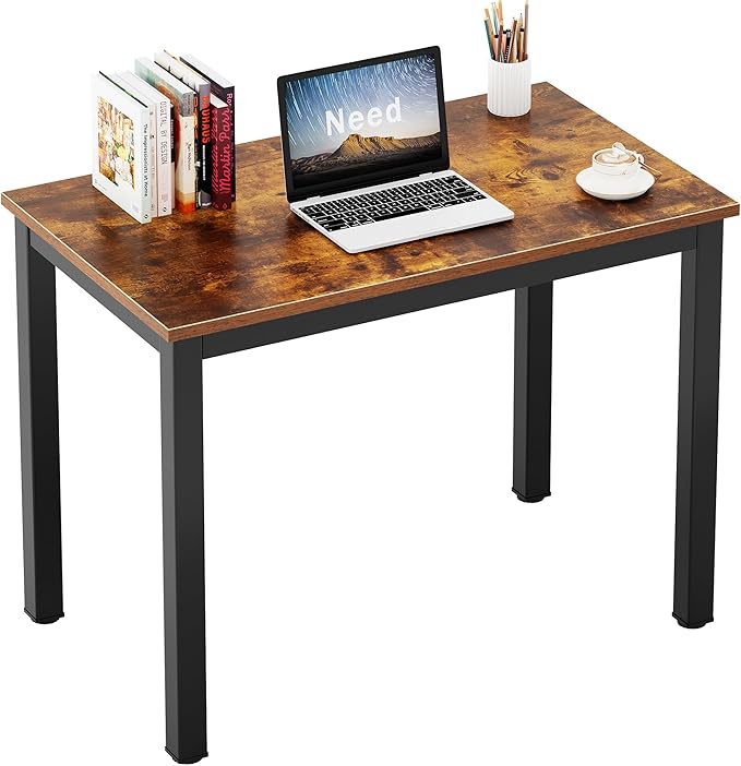 Need Small Computer Desk 31-1/2'' Sturdy and Heavy Duty Writing Desk for Small Spaces and Compact Desk Study Table Laptop Desk Rustic Brown AC3FB (80 * 40)-ND