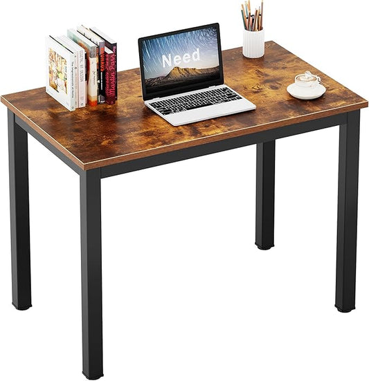 Need Small Computer Desk 31-1/2'' Sturdy and Heavy Duty Writing Desk for Small Spaces and Compact Desk Study Table Laptop Desk Rustic Brown AC3FB (80 * 40)-ND