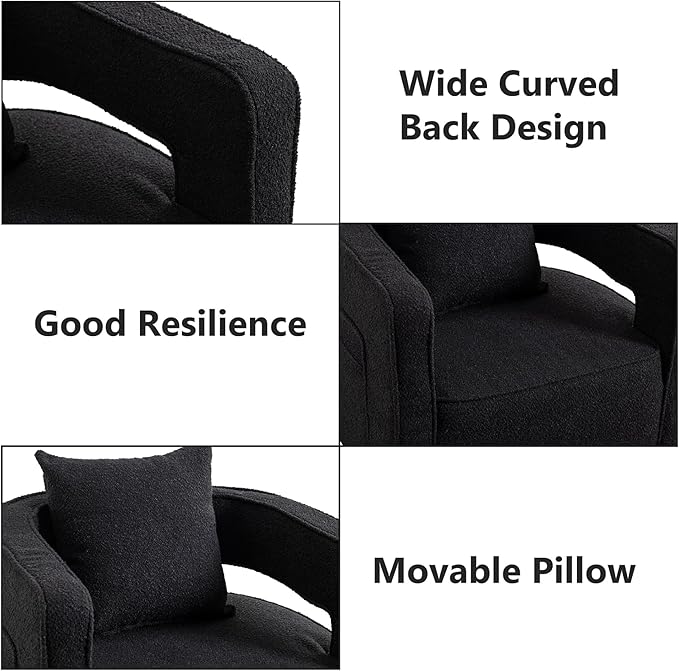 Chifee &amp Vingol 28.9 Boucle Modern Swivel Accent Barrel ChairBlack