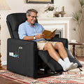 Power Recliner Chair Reclining Chair PU Leather Small Recliners for Small Spaces Infinite Position Electric Recliner Chairs for Adults Electric Recliners with USB Port &amp Side Pocket Black
