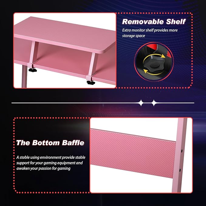 PayLessHere L Shaped Gaming Desk Corner Desk Computer Desk with Large Desktop Studying and Working and Gaming for Home and Work PlacePink