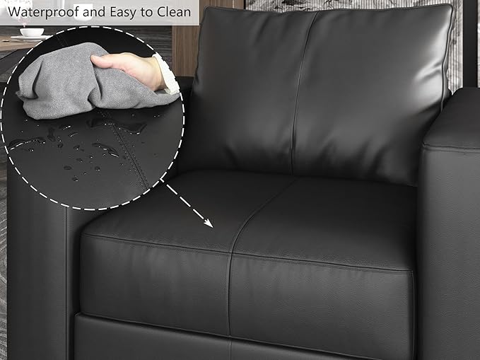 EASE MOOSE Modular Sectional Couch with Storage Seats 4 Seat Faux Leather Convertible Modular Sofa Sectional Sofa Couch with Reversible Chaises for Small Spaces Black