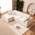 110 Convertibl L Shaped Sectional Couch for Living Room 3-Seater Modular Cloud Couch Sofa with High-Resilience Memory Foam No Assembly Required Warm White Left Facing Chaise