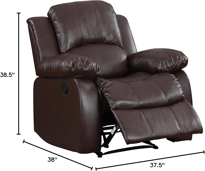 Homelegance Cranley Traditional Wall Hugger Recliner Brown Bonded Leather