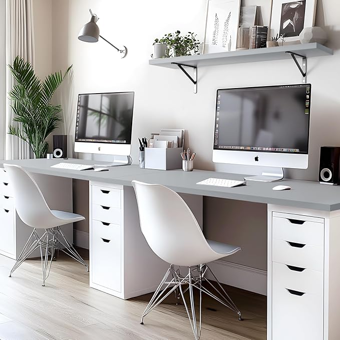 Kaboon Universal Tabletop 45x20 Solid One-Piece Melamine Table Top Double Desk L-Desk DIY Home and OfficeGrey