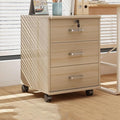 3 Drawer Wood File Cabinet Mobile File Organizer with Locking Wheels for Home Office/Legal/Letter/A4 File Storage Wooden Filing Storage Vertical Cabinets Drawers for Under Desk(Light Wood)
