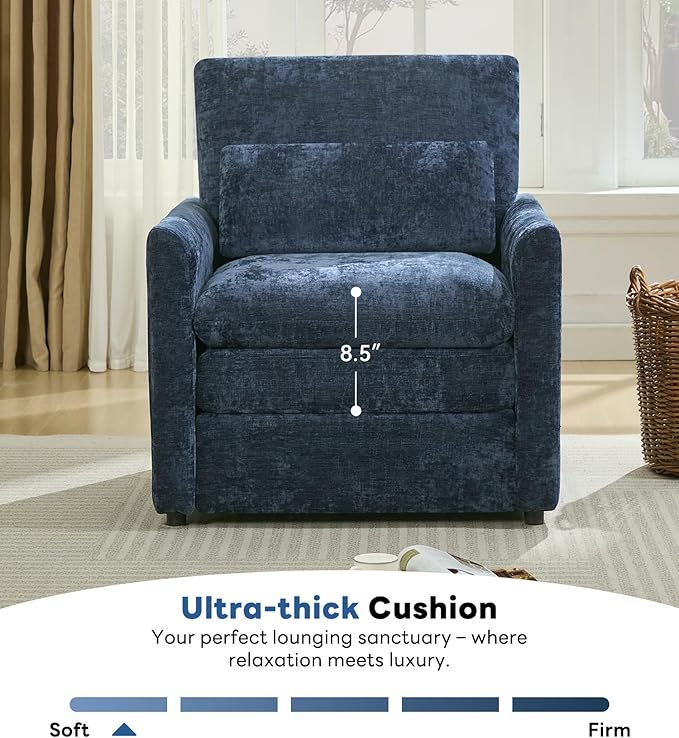 Tbfit Living Room Arm Chair Set 2-Pack Modern Accent Chairs Cloud Single Sofa Spring Seat Cushion Comfy Lumber Pillow Soft Upholstered Furniture for Home Apartment Blue