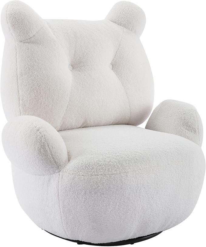 Swivel Accent Chair Short Plush Particle Velvet Armchair360 Degree Swivel Barrel Chair for Living Room Hotel Bedroom Office Lounge