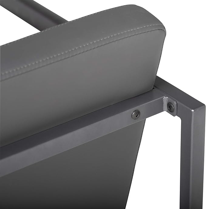 Studio Designs Home Modern Accent Chair Camber Mid-Century Pewter Grey Metal Frame &amp Smoke Bonded Leather