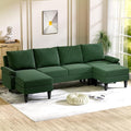 FONTOI U Shaped Sectional Couch Convertible Modular Sectional Sofa with Chaise &amp Ottomans Modern 6 Seat U Shaped Couches for Living Room Apartment Green