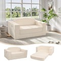 MeMoreCool Convertible Sofa Bed – Small Beige Corduroy Loveseat Sleeper Boneless Fold-Out Cloud Couch with Foam Trifold Floor Futon with Washable Cover for Bedroom Apartment Guest Room