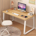 Small Office Computer Desk Writing Desk Waterproof and Scratch-ResistantSturdy Study Writing Desk with Wooden Tabletop and Metal Frame for Bedroom