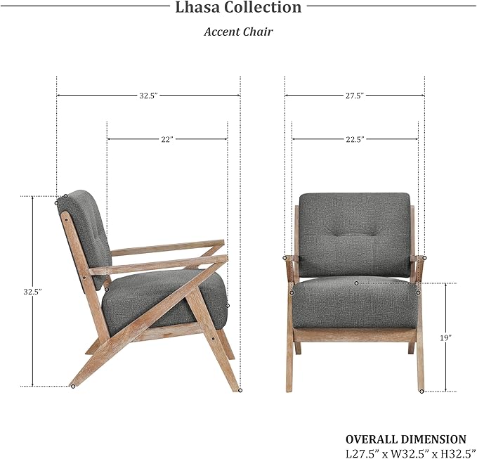 Lexicon Lhasa Fabric Accent Chair Dark Gray