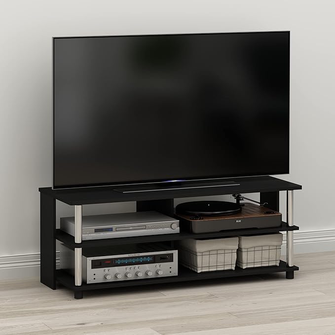 Furinno Sully 3-Tier Stand for TV up to 48 Inch Americano/Chrome