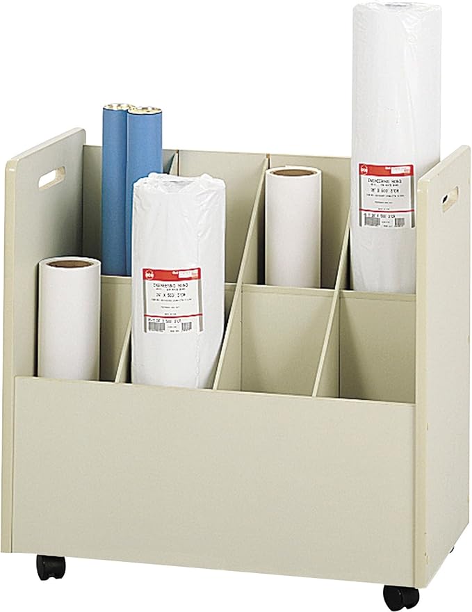 Safco 3045 Mobile Roll File 8 Compartment Putty