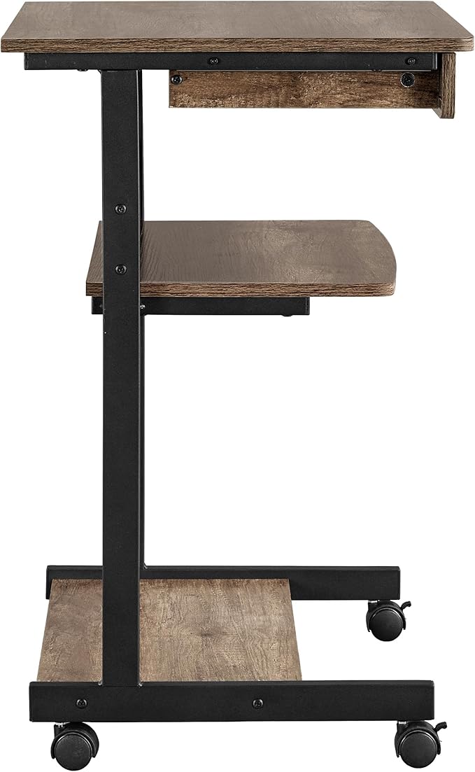Topeakmart Rolling Computer Desk for Small Spaces Laptop Computer Desk with Wheels Mobile Standing Desk Compact Student Bedside Table Taupe Wood