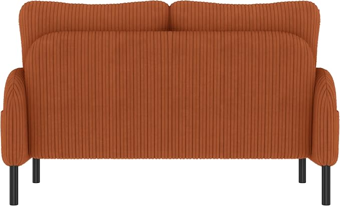 47'' Small Loveseat Sofa Comfy Corduroy Love Seat Couch for Small Spaces 2 Seater Sofa Office Couch with Solid Wood Legs for Living Room Bedroom Apartment (Orange)
