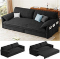 66 Queen Pull Out Couch BedVelvet 3-in-1 Queen-Size Sleeper SofaConvertible Pull-Out Sofa Bed with Side PocketsSleeper Loveseat for Living RoomApartment Offices (Black)
