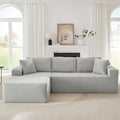 Cloud Sectional Couch 105 Inch Modular Sectional Sofa with Deep Seat Corduroy Boneless Couches with L-Shape Chaise for Living Room Bedroom Left Facing Chaise No Assembly Required (Light Grey)
