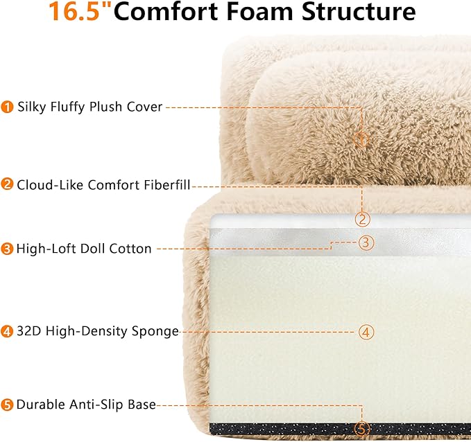 Boneless Couch Sectional Couches for Living Room 149'' Modular Sectional Sofa with Pillows Comfy Plush Cloud Couch with Deep Seat Oversized 4-Seater Modular Couches Light Khaki