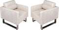LUCKYERMORE Waiting Room Chair Set of 2 Large Guest Club Chairs for Studio Office Reception Couch Lobby Lounge Accent Chairs Soft Leather Side Arm Chair Sofa for Bedroom Living Room Beige+White